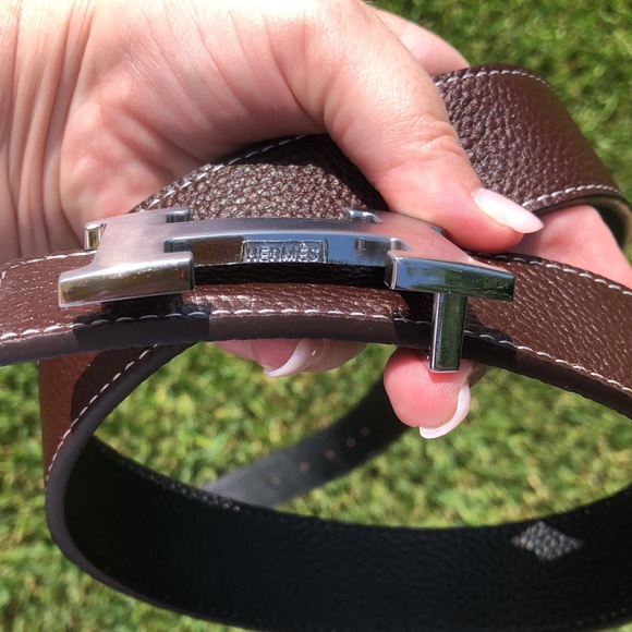Hermes brown belt. Length 34. Fits size 14-16.